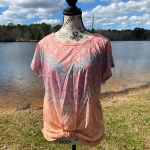 Democracy size Medium shirt, tie dye knotted in front peachy pink Shirt,NWTags!!